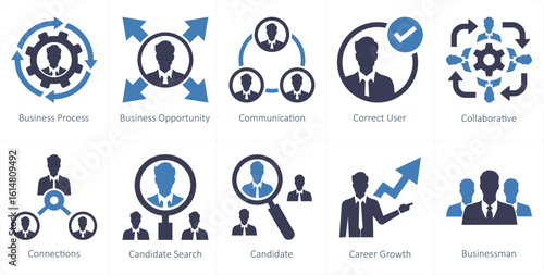 A set of 10 mix icons as business process, business opportunity, communication