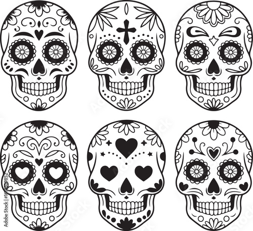  Colorful Mexican Sugar Skull – Día de los Muertos Vector Art
2️⃣ Traditional Day of the Dead Sugar Skull Illustration
3️⃣ Floral Mexican Sugar Skull – Decorative Calavera Design
4️⃣ Hand Drawn Sugar 