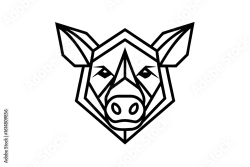 pig head logo vector geometric design line art