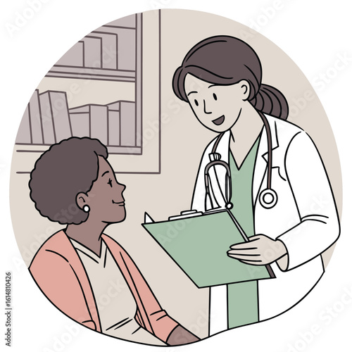 Female doctor consulting patient with health records