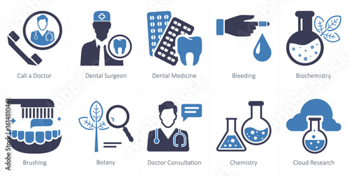A set of 10 mix icons as call a doctor, dental surgeon, dental medicine