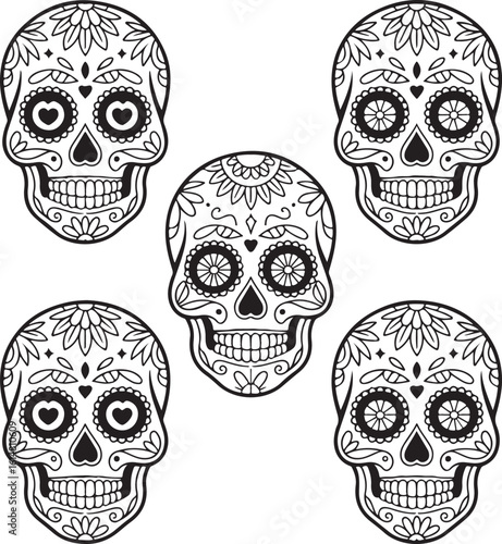  Colorful Mexican Sugar Skull – Día de los Muertos Vector Art
2️⃣ Traditional Day of the Dead Sugar Skull Illustration
3️⃣ Floral Mexican Sugar Skull – Decorative Calavera Design
4️⃣ Hand Drawn Sugar 