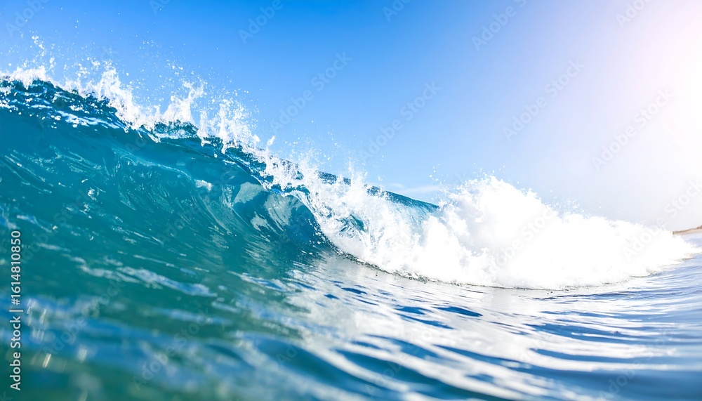 Obraz premium Ocean wave cresting, vibrant blue water