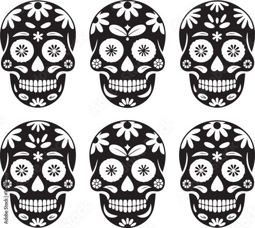  Colorful Mexican Sugar Skull – Día de los Muertos Vector Art
2️⃣ Traditional Day of the Dead Sugar Skull Illustration
3️⃣ Floral Mexican Sugar Skull – Decorative Calavera Design
4️⃣ Hand Drawn Sugar 