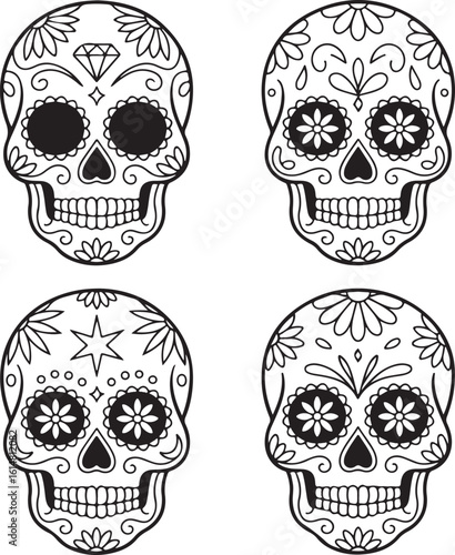  Colorful Mexican Sugar Skull – Día de los Muertos Vector Art
2️⃣ Traditional Day of the Dead Sugar Skull Illustration
3️⃣ Floral Mexican Sugar Skull – Decorative Calavera Design
4️⃣ Hand Drawn Sugar 
