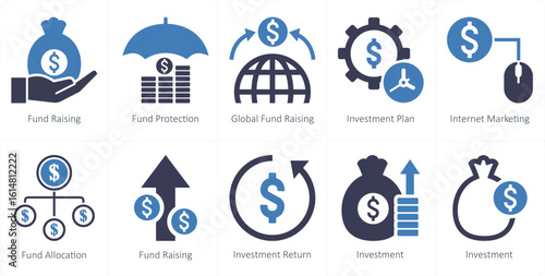 A set of 10 mix icons as fundraising, fund protection, global fundraising