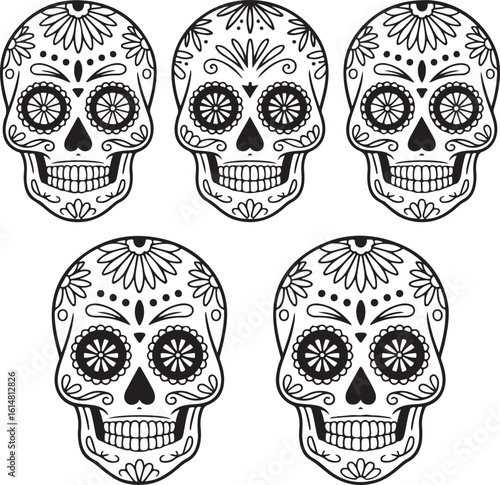  Colorful Mexican Sugar Skull – Día de los Muertos Vector Art
2️⃣ Traditional Day of the Dead Sugar Skull Illustration
3️⃣ Floral Mexican Sugar Skull – Decorative Calavera Design
4️⃣ Hand Drawn Sugar 