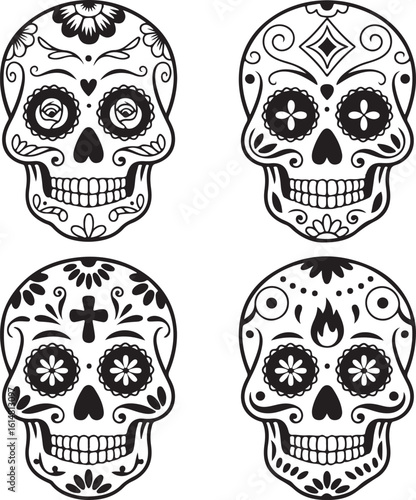  Colorful Mexican Sugar Skull – Día de los Muertos Vector Art
2️⃣ Traditional Day of the Dead Sugar Skull Illustration
3️⃣ Floral Mexican Sugar Skull – Decorative Calavera Design
4️⃣ Hand Drawn Sugar 