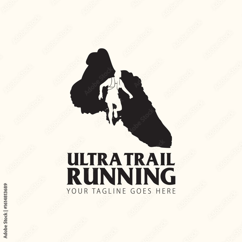 Fototapeta premium Ultra Trail running logo vector illustration on white background