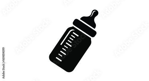 Black silhouette icon of a baby feeding bottle infant milk