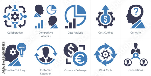 A set of 10 mix icons as collaborative, competitive analysis, data analysis