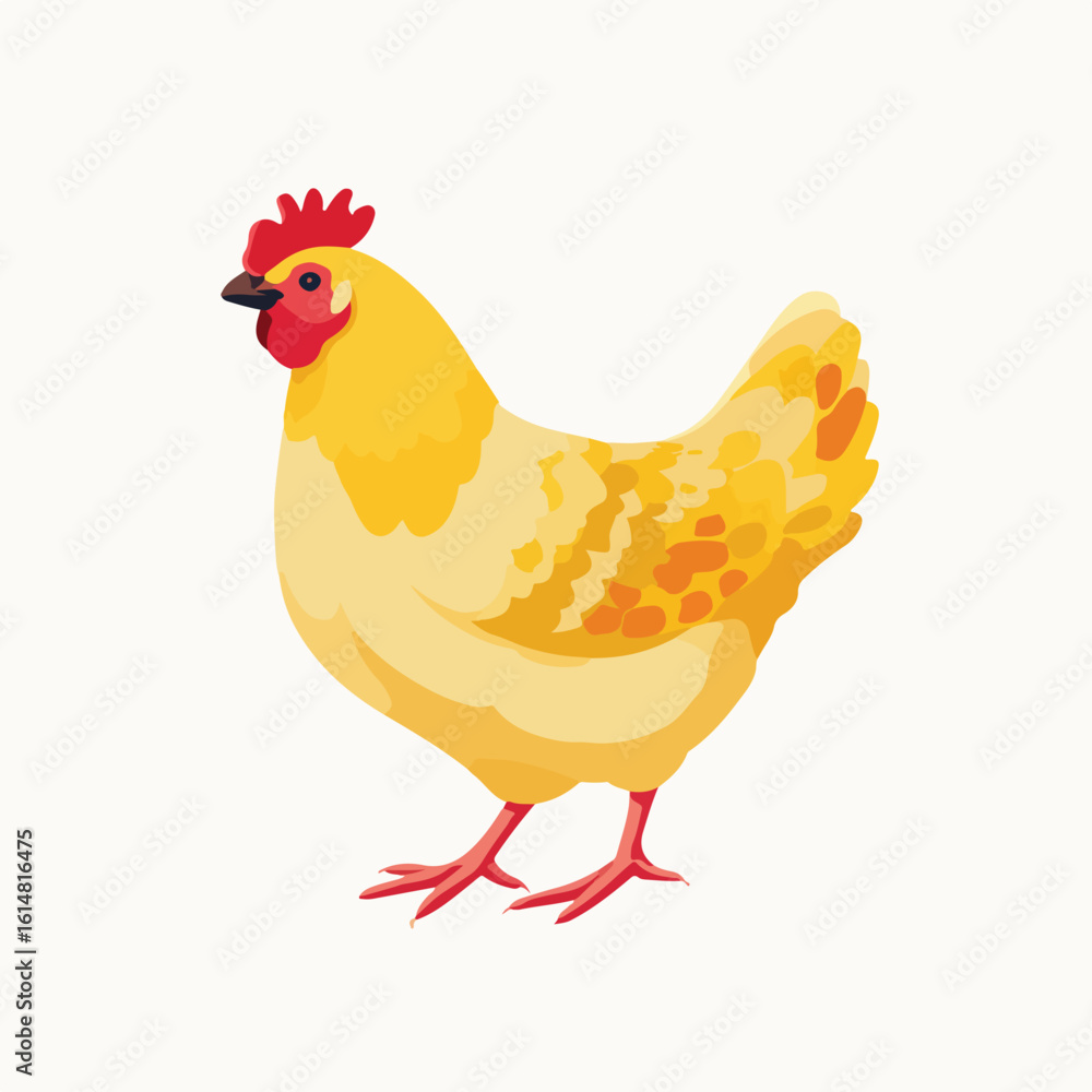 Fototapeta premium chicken isolated in White Background, chicken vector, Flat lay vector illustration