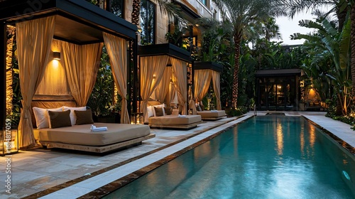 Wallpaper Mural Luxury lounge chairs by the pool Torontodigital.ca