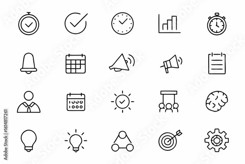 A dynamic single-line bundle symbolizing time mastery, workflow focus, and high performance. Ideal for business presentations, productivity apps, and time-tracking tools