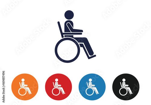 Vector illustration of a wheelchair icon representing disability and accessibility for persons with reduced mobility