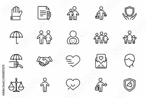 A thoughtful bundle showcasing visual metaphors of trust in business, family, and social life — all in simple continuous line style