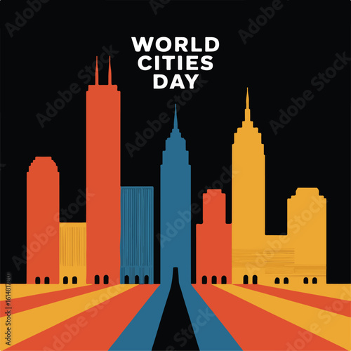 World Cities Day • Urban Sustainability & Global Cityscape Illustration.