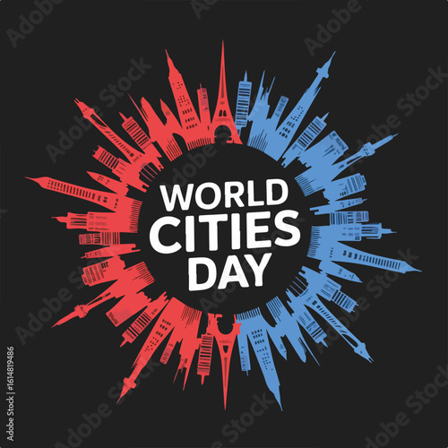 World Cities Day • Urban Sustainability & Global Cityscape Illustration.