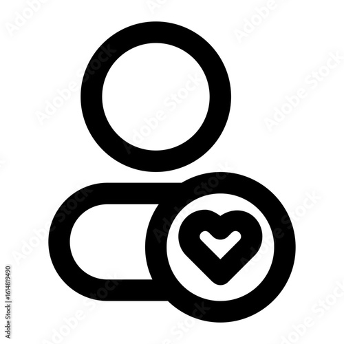 User icon with heart favorite profile symbol