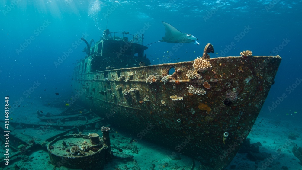 Fototapeta premium Under ocean Shipwreck