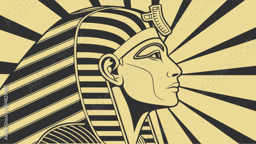 Egyptian pharaoh king tutankhamun vector illustration ancient egypt art history design graphic symbol 96