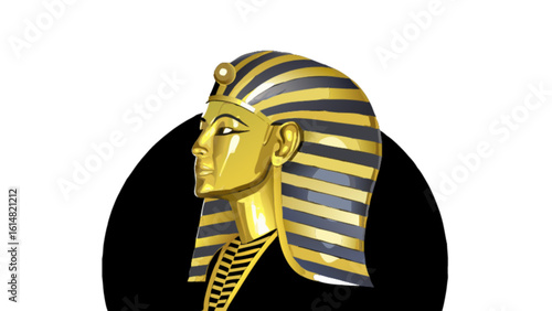Tutankhamun pharaoh golden mask ancient egypt egyptian king burial face headdress profile illustration