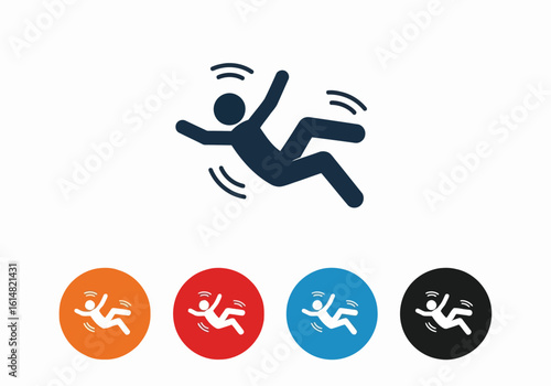 Vector illustration of a falling person icon indicating a slippery surface and potential accident