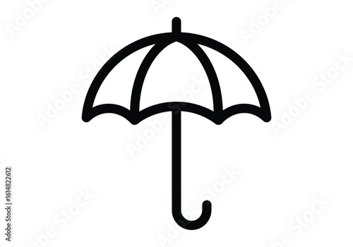 Vector illustration of a simple umbrella icon representing protection from rain and bad weather conditions, useful for graphic design