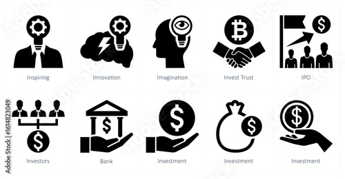 A set of 10 mix icons as inspiring, innovation, imagination