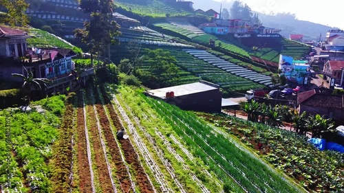 Nepal Van Java, located in Butuh Hamlet, on the slopes of Mount Sumbing, Magelang Regency, Central Java, has a unique view of the residents' houses arranged neatly and colorfully on the hillside, simi