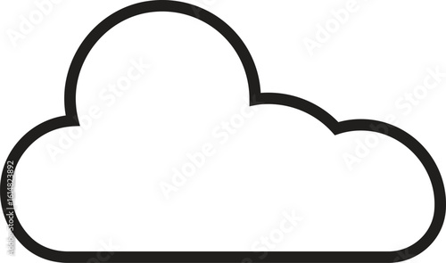 Simple cloud icon representing overcast or cloudy weather condition for climate forecast UI and app graphics with transparent background