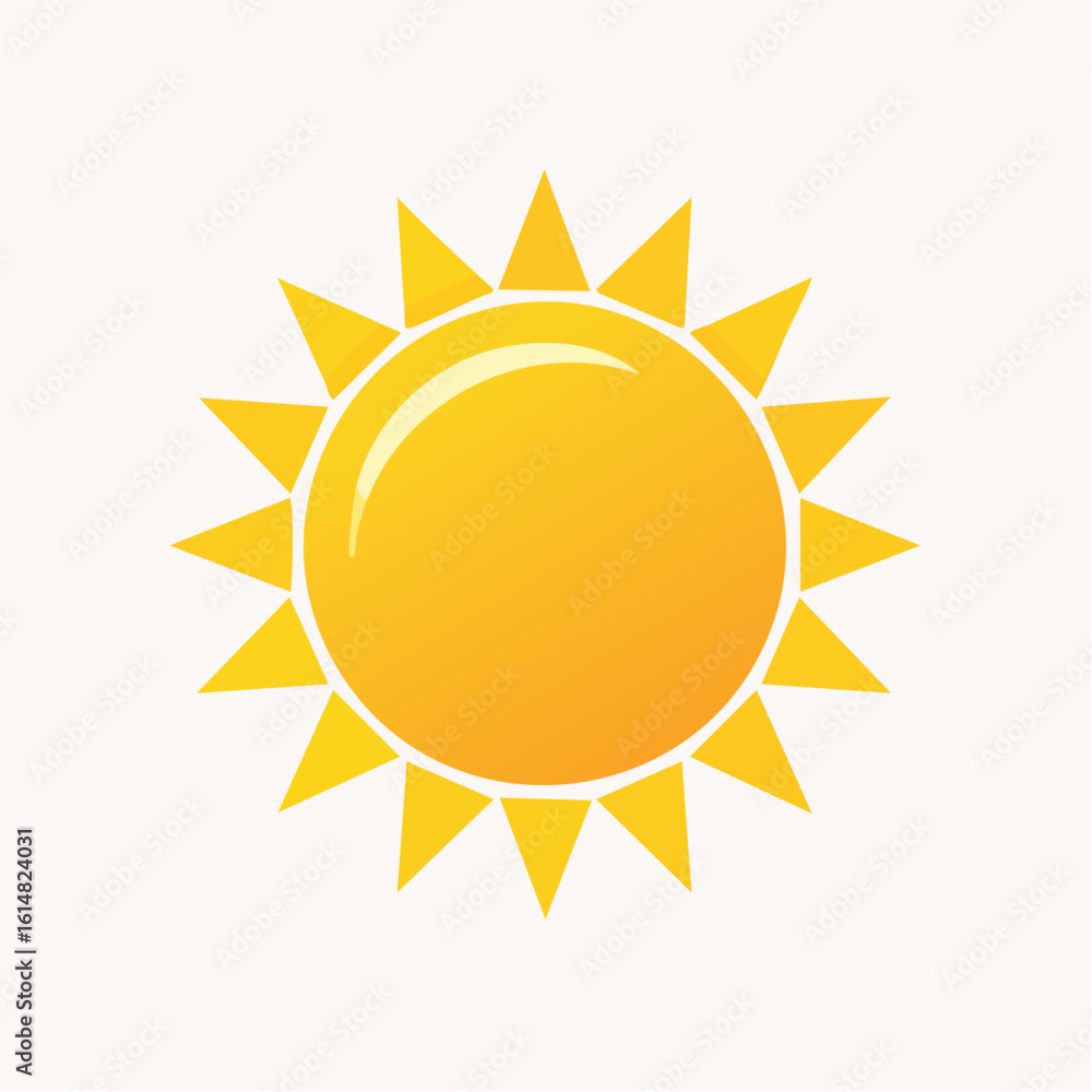 Jolie illustration d'un soleil qui brille, arrière plan clair uni Jolie illustration d'un soleil qui brille, arrière plan clair uni