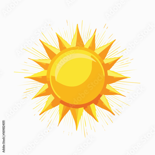 Jolie illustration d'un soleil qui brille, arrière plan clair uni