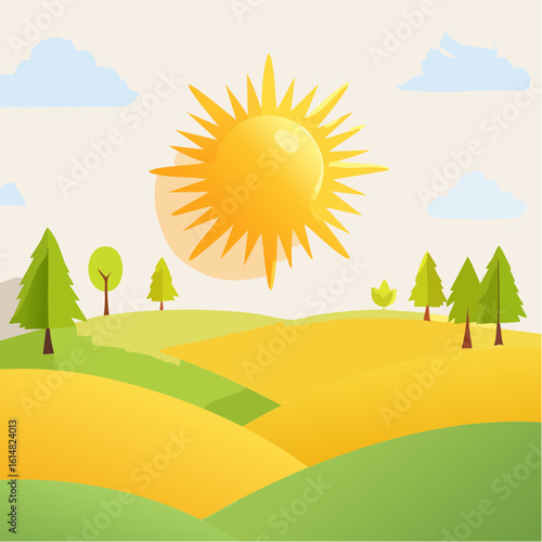 Soleil qui brille, été, campagne, nature  