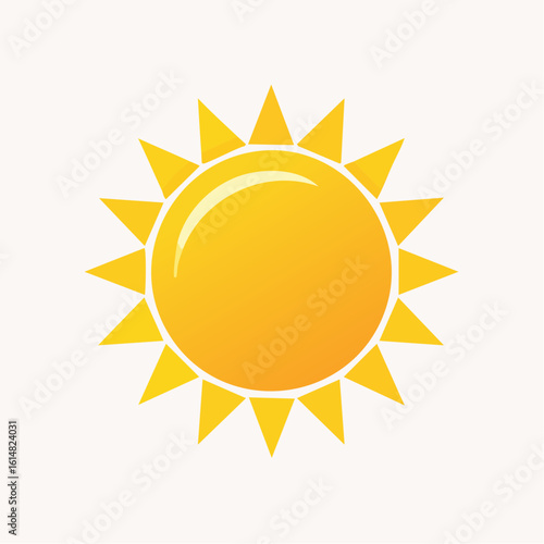 Jolie illustration d'un soleil qui brille, arrière plan clair uni