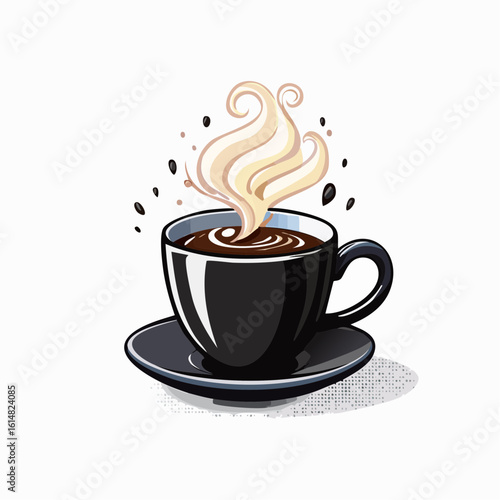 Illustration d'une tasse de café fumante