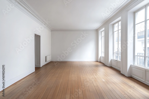 Wallpaper Mural Bright empty room with hardwood floors and large windows Torontodigital.ca