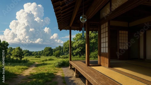 古民家の縁側と夏の風景