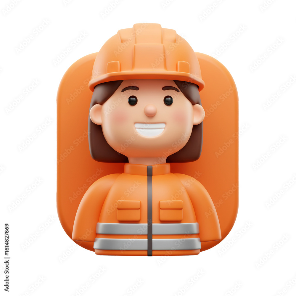 A cheerful construction worker in orange safety attire smiles confidently ready to perform their duties with expertise. A cheerful construction worker in orange safety attire smiles confidently ready to perform their duties with expertise.