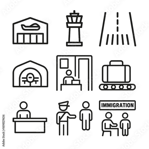 Airport service for travel immigration desk icon transparent background