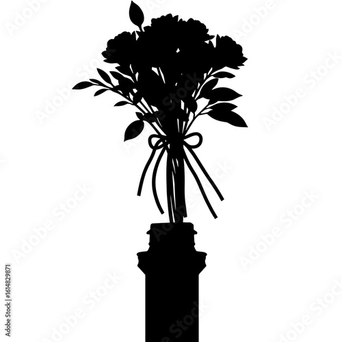Bouquet silhouette above fuel cap – Romantic surprise, unusual placement