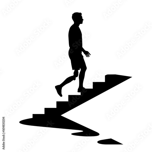 Silhouette of person with prosthetic limb walking up staircase – Empowered movement, independence