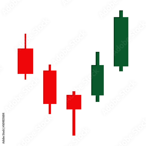 the trading chart went down and eventually went up sharply. graph up and down. bar charts of various shapes. trading charts