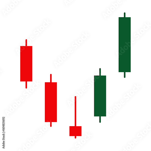 the trading chart went down and in the end went up sharply. graph up and down. bar charts of various shapes. trading charts