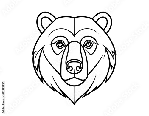 Simple black line drawing of a bear's head