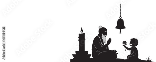 Silhouette of the church with a romantic couple a vector illustration of a New York proposal a symbol of love and travel