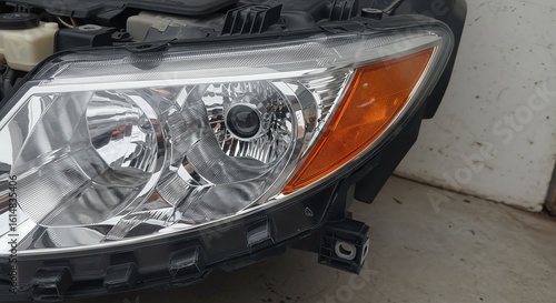 Car Headlight Assembly with Clear Lens and Amber Turn Signal in Modern Vehicle