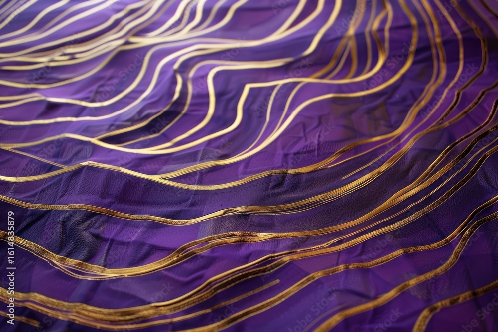 Obraz premium Abstract purple gold waves pattern