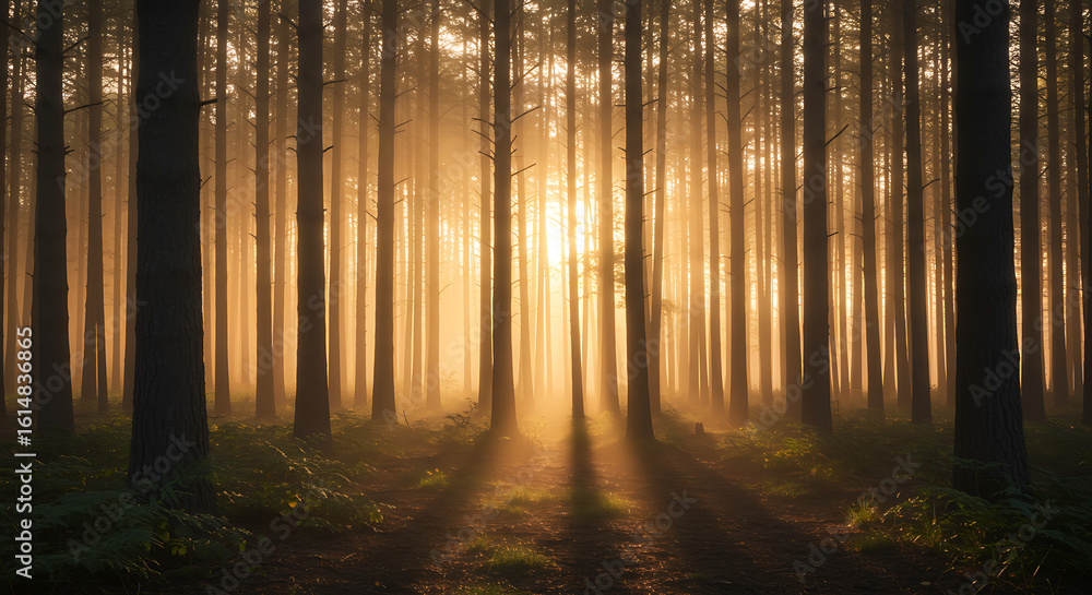 Fototapeta premium Enchanted Forest Sunbeams