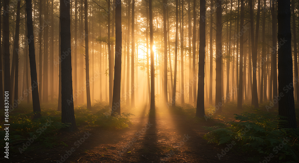 Fototapeta premium Enchanted Forest Sunbeams